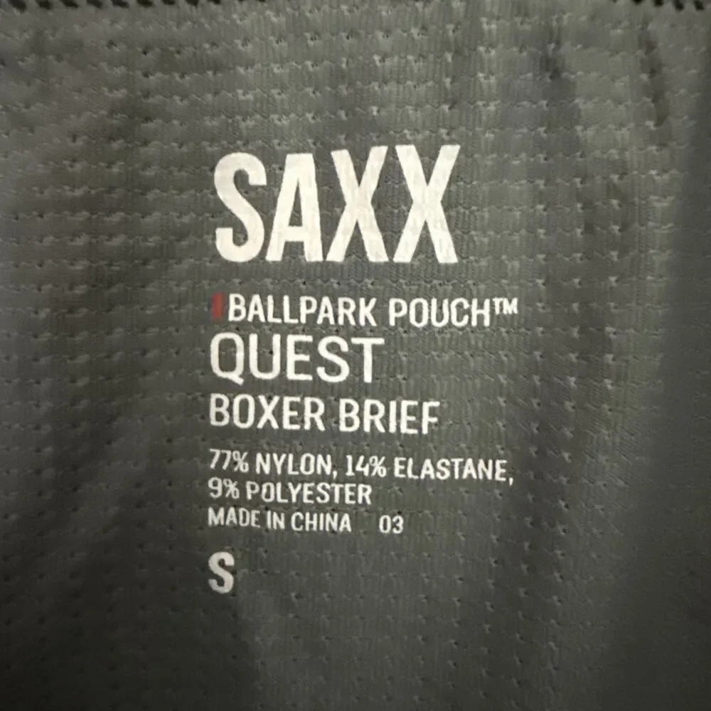 SAXX Boxer Briefs Men Small Gray Quest Ballpark Pouch Mesh Stretch NWT